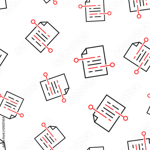 Document paper icon seamless pattern background. Business concept vector illustration. Terms sheet document analytics symbol pattern.
