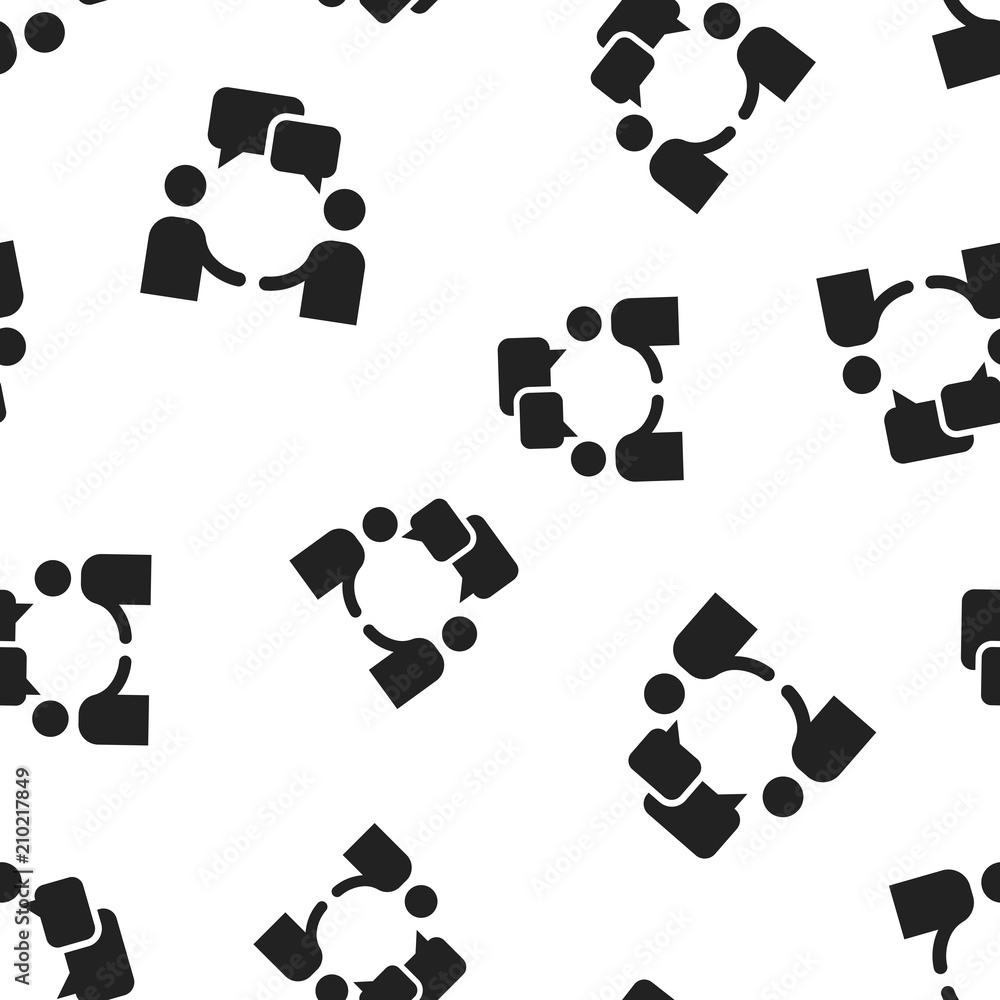 Fototapeta premium Talk people icon seamless pattern background. Business concept vector illustration. Man with speech bubble talk chat symbol pattern.
