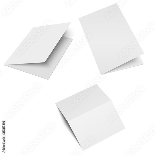 Half-fold brochure blank white template for mock up and presentation design. Vector.