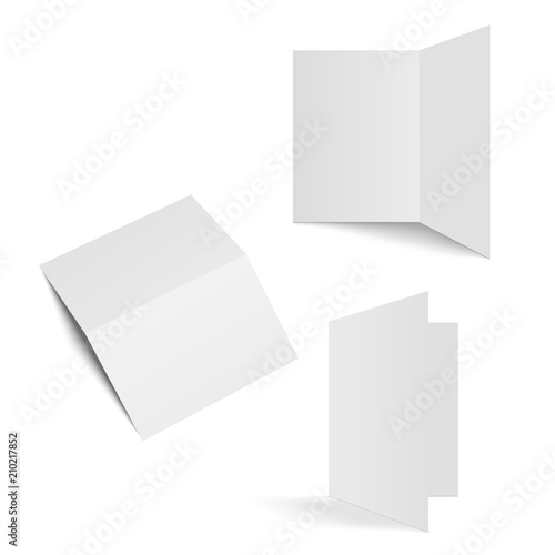 Half-fold brochure blank white template for mock up and presentation design. Vector.