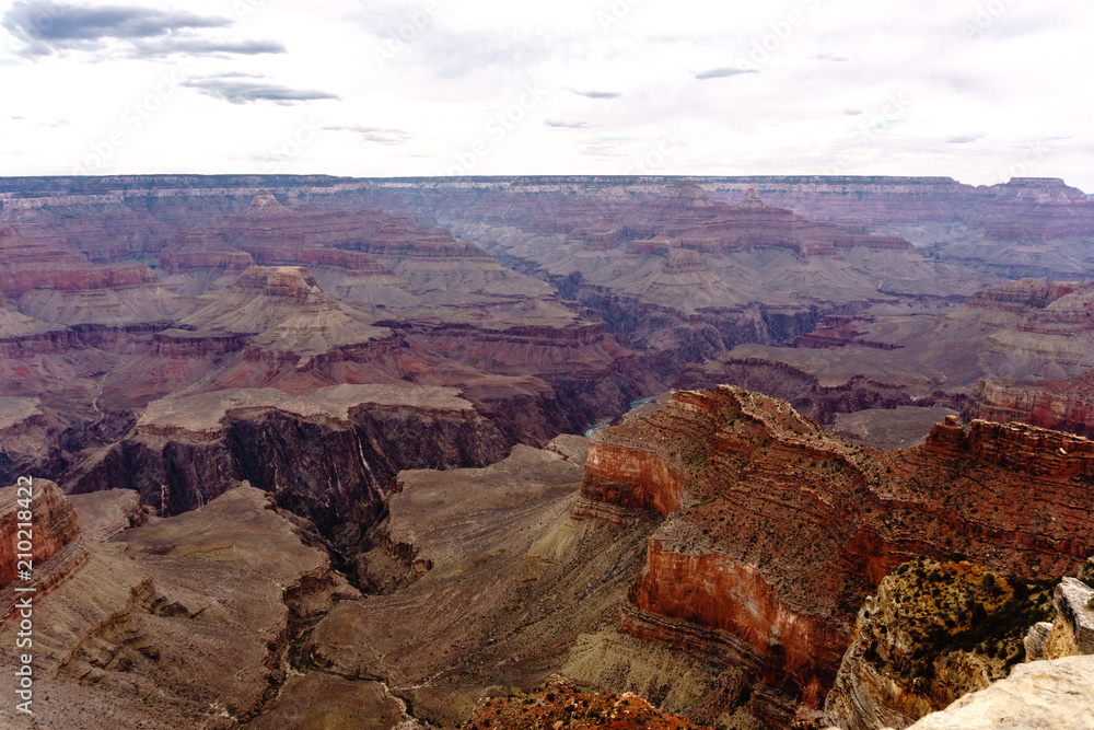 Grand Canyon seen from south rim on a overcast day