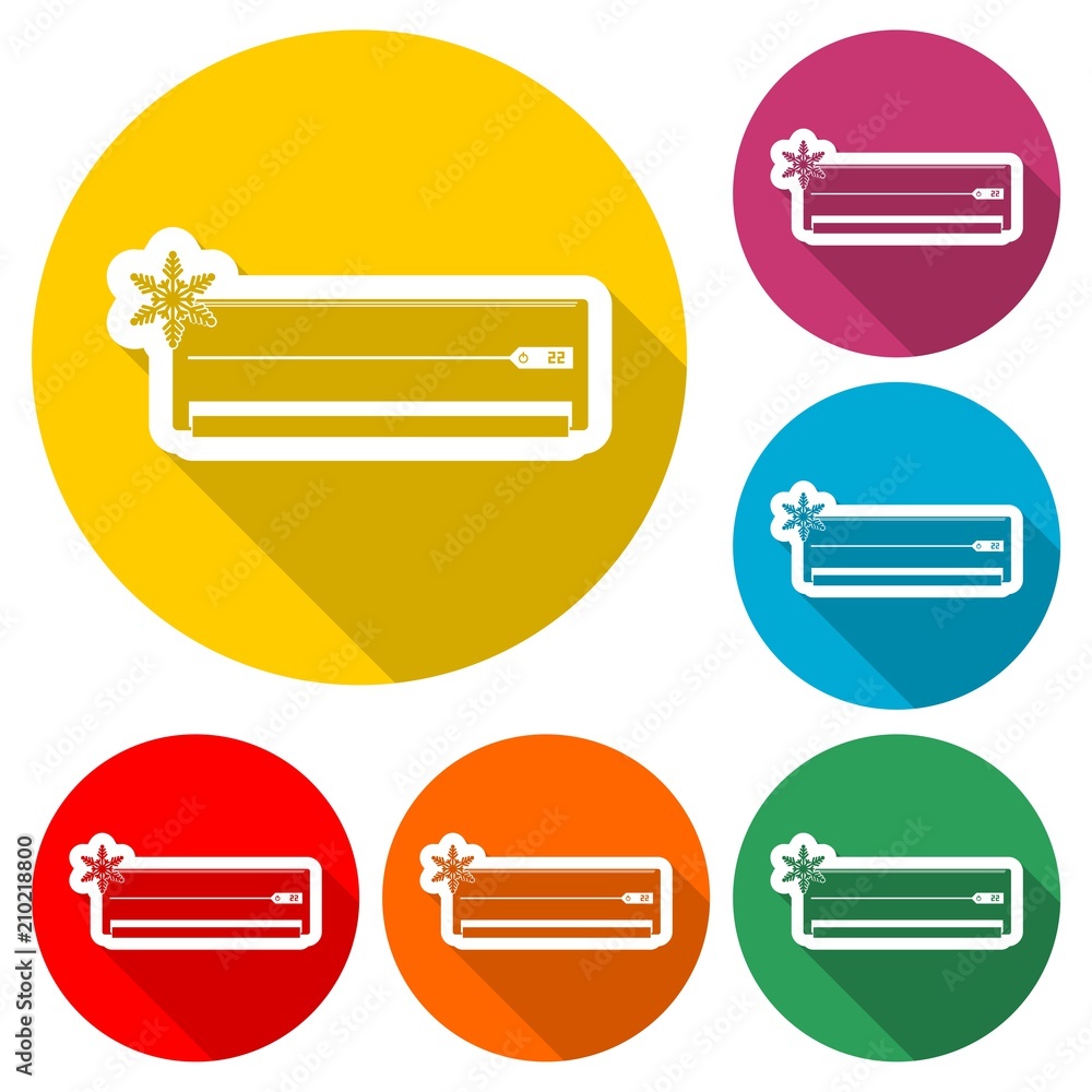 Obraz premium Air conditioner icon, color icon with long shadow