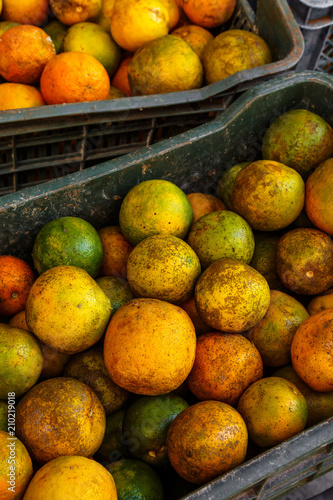Fresh Picked Oranges in Old Crates for Sale on a Street in Cuba