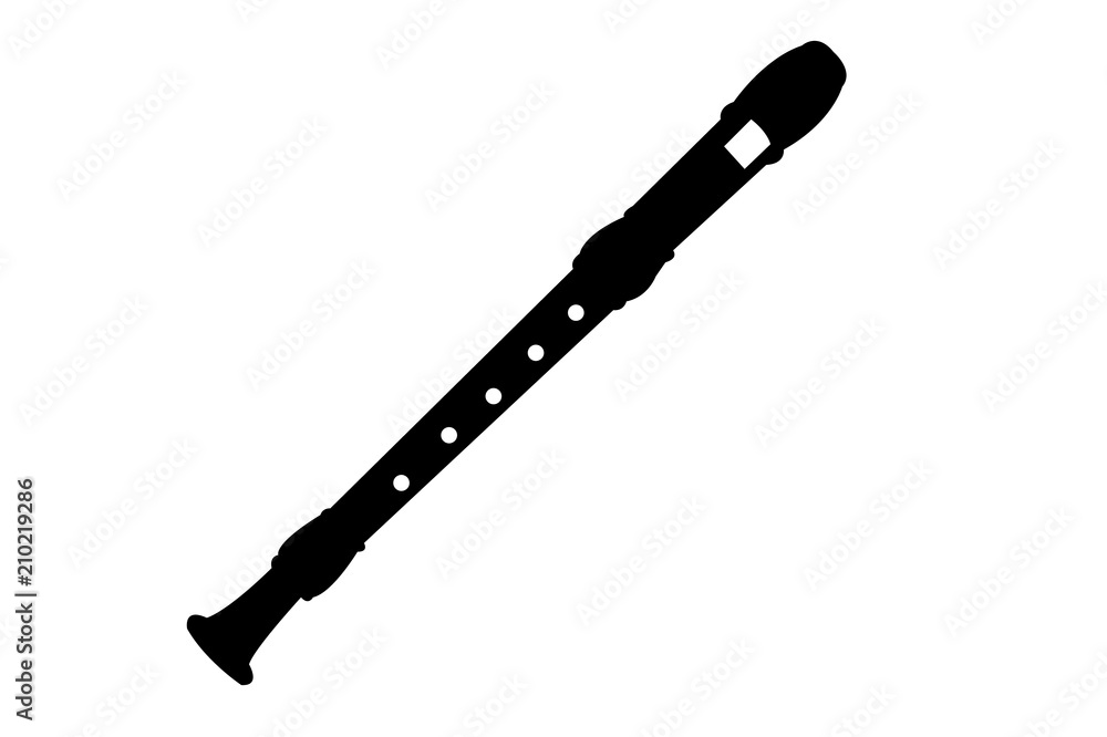 Simple Black Silhouette Of A Flute Stock Vector Adobe Stock