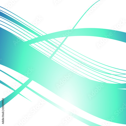 Wavy aquamarine lines. Abstract vector background. Ready template for your design.