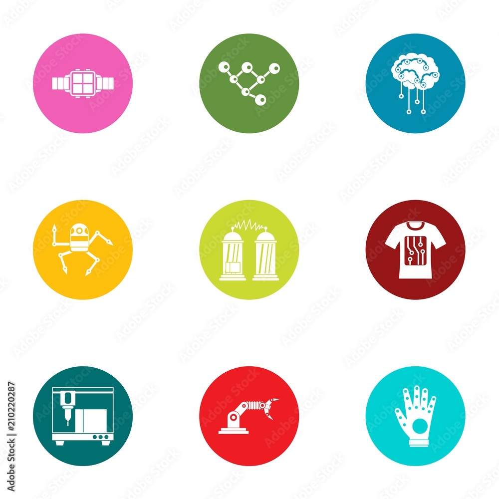 Robot reality icons set. Flat set of 9 robot reality vector icons for web isolated on white background Robot reality icons set. Flat set of 9 robot reality vector icons for web isolated on white background
