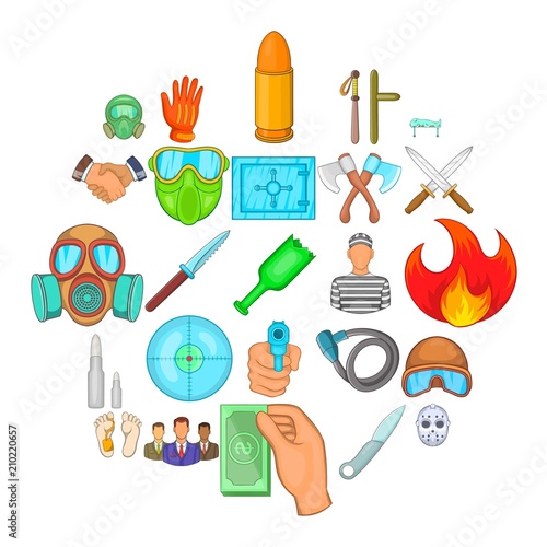 Misdeed icons set. Cartoon set of 25 misdeed vector icons for web isolated on white background