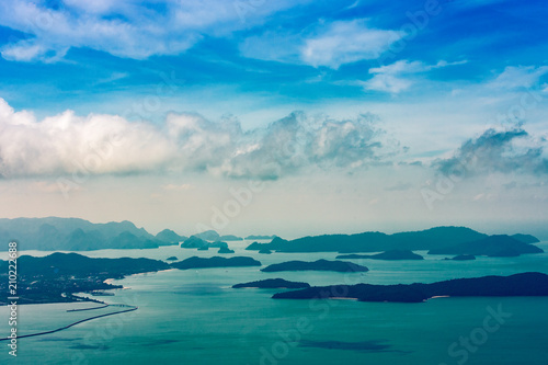 Landscape with many little islands in the bay, Langkawi