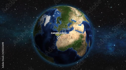 MOROCCO CASABLANCA ZOOM IN FROM SPACE