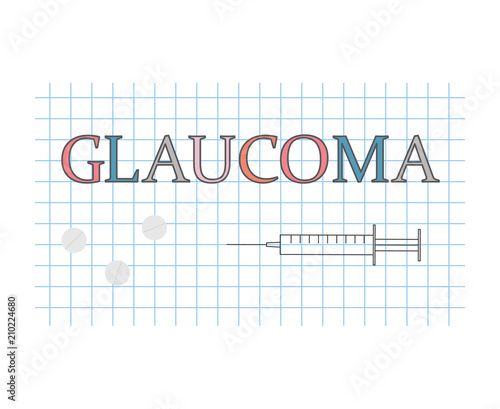 glaucoma word on checkered paper sheet- vector illustration