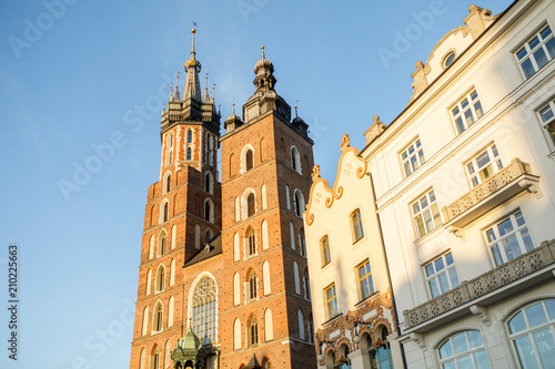 View of the central square in Krakow in Poland