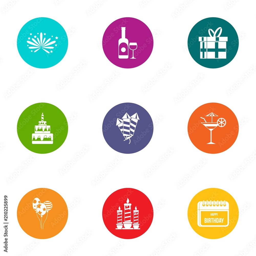 Good party icons set. Flat set of 9 good party vector icons for web isolated on white background Good party icons set. Flat set of 9 good party vector icons for web isolated on white background