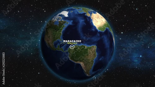 VENEZUELA MARACAIBO ZOOM IN FROM SPACE photo