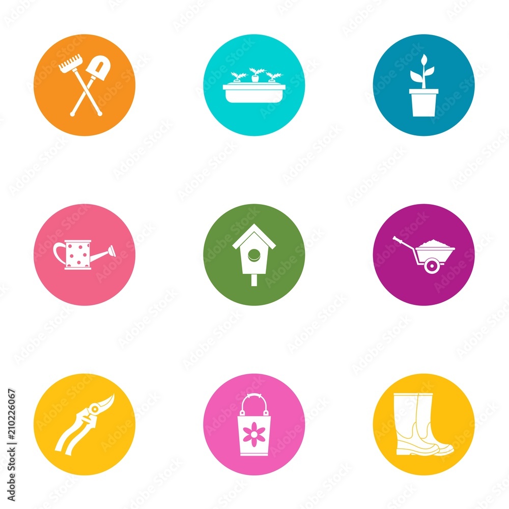 Suburban place icons set. Flat set of 9 suburban place vector icons for web isolated on white background Suburban place icons set. Flat set of 9 suburban place vector icons for web isolated on white background