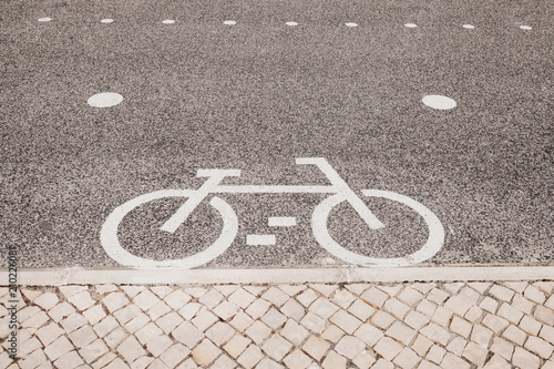 Bicycle road. A sign of a bicycle on a bicycle path
