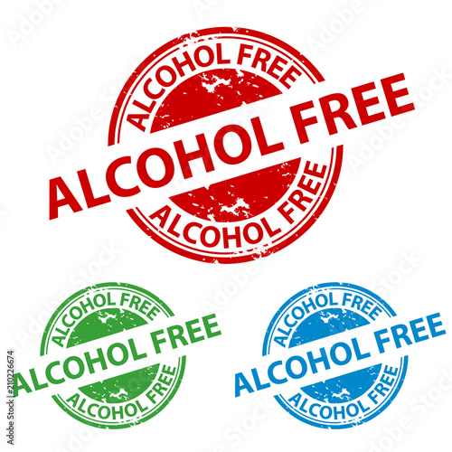 Rubber Stamp Seal - Alcohol Free Button - Vector Illustration Isolatet On Transparent Background