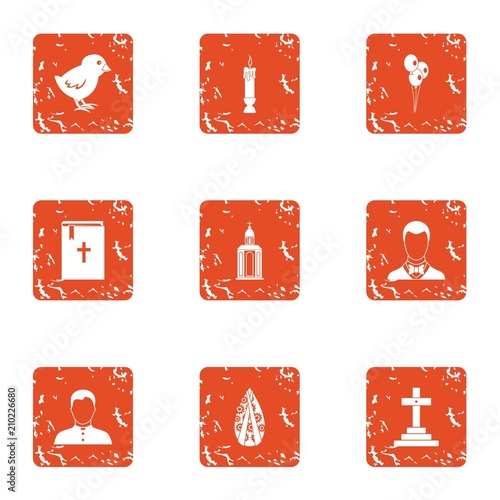 Repentance icons set. Grunge set of 9 repentance vector icons for web isolated on white background
