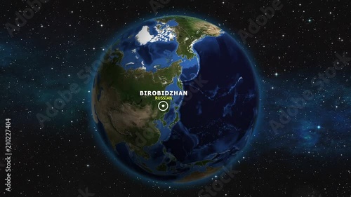 RUSSIAN BIROBIDZHAN ZOOM IN FROM SPACE photo