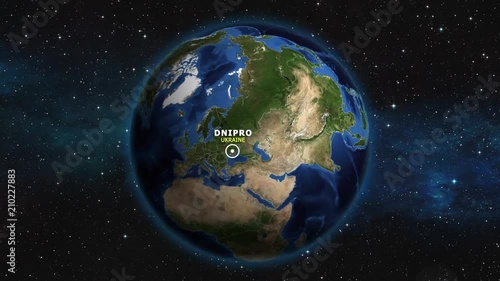 UKRAINE DNIPRO ZOOM IN FROM SPACE photo