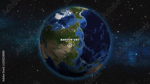 MONGOLIA BARUUN URT ZOOM IN FROM SPACE photo
