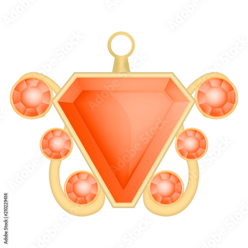 Red garnet mockup. Realistic illustration of red garnet vector mockup for web design isolated on white background