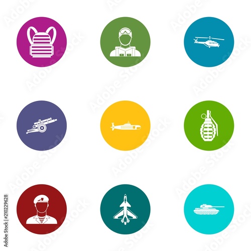 Fate of the military icons set. Flat set of 9 fate of the military vector icons for web isolated on white background