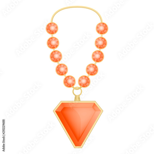 Garnet necklace mockup. Realistic illustration of garnet necklace vector mockup for web design isolated on white background