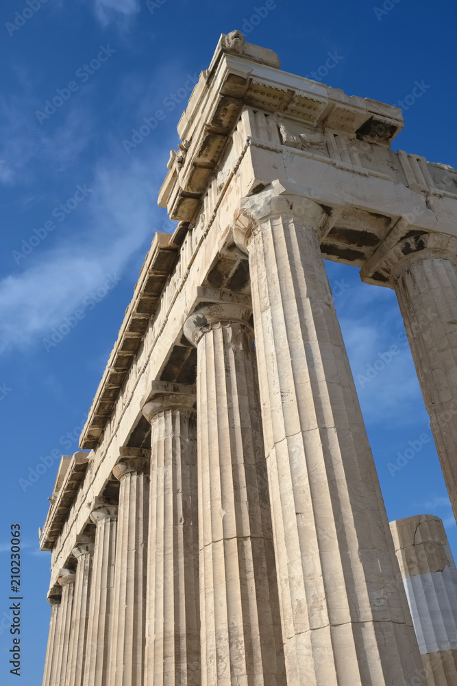 Columns of Parthenon temple in Acropolis, Athens.