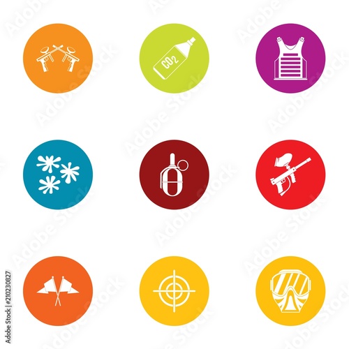 Combat training icons set. Flat set of 9 combat training vector icons for web isolated on white background