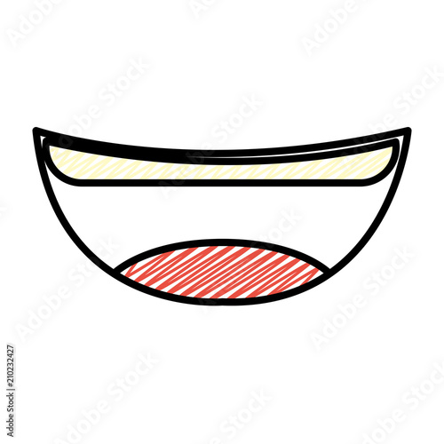 doodle cute mouth with tongue desing and teeth