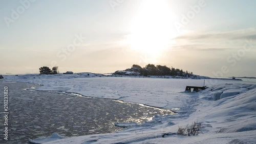Timelapse of frozen bay in Hanko, Finland 