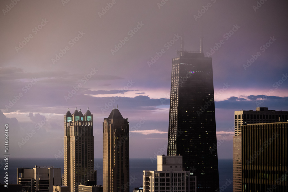 Buildings In The Clouds During A Chicago Sunset