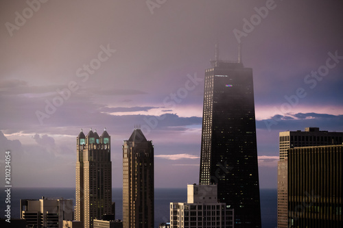 Buildings In The Clouds During A Chicago Sunset