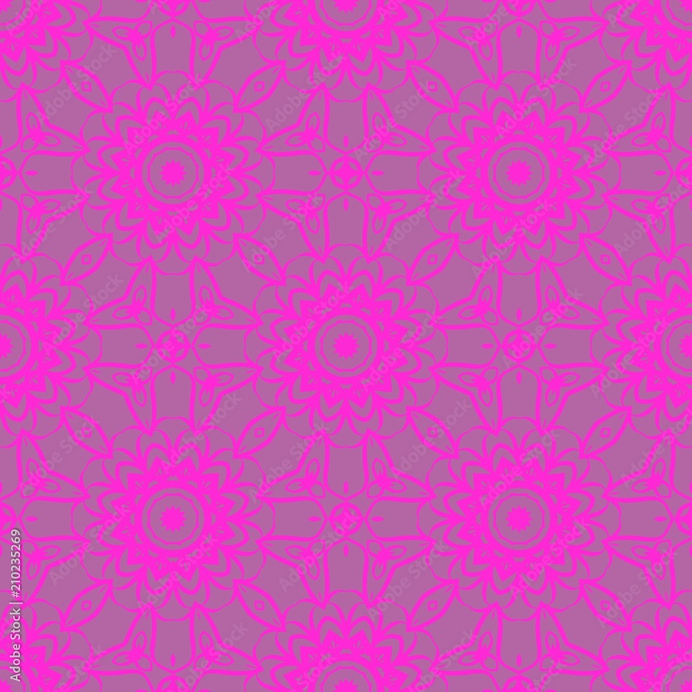Decorative Square Template for Fabric Print. Azhure floral seamless pattern. Vector illustration. For fabric, bandana, carpet, shawl design.
