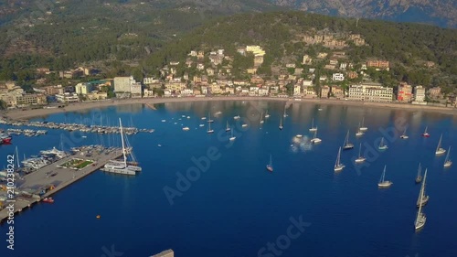 Port de Soller aerial view, Majorca. Mediterranean sea. photo