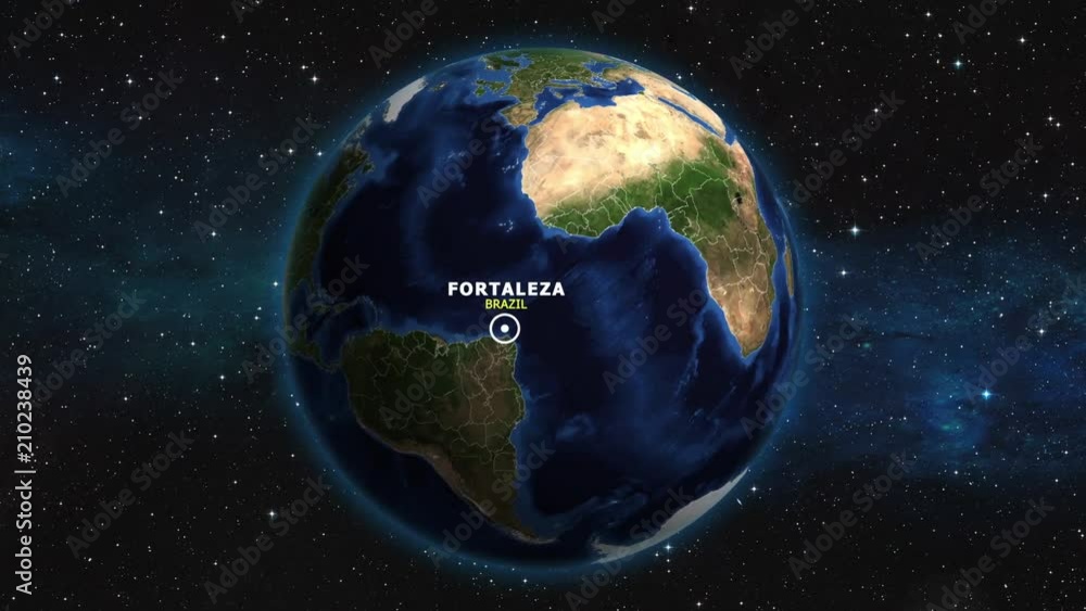 BRAZIL FORTALEZA ZOOM IN FROM SPACE