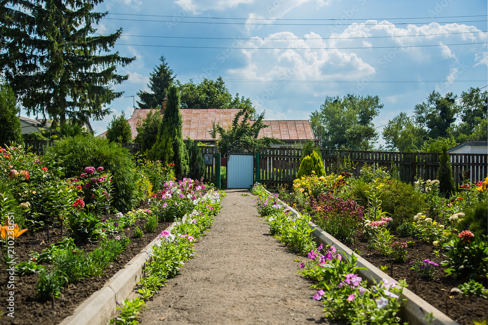 Naklejka premium House of a flower garden.