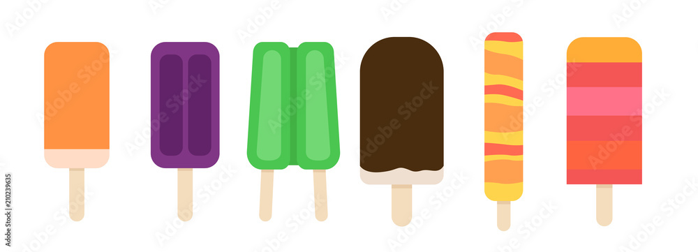 Vector illustration of a set of six popsicles Vector illustration of a set of six popsicles