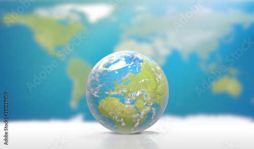 Planet Earth with clouds, Europe and part of Asia and Africa 3D-Illustration. Elements of this image furnished by Nasa