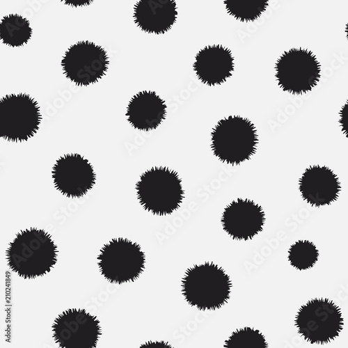 Polka dots with sharp edged strokes seamless vector pattern