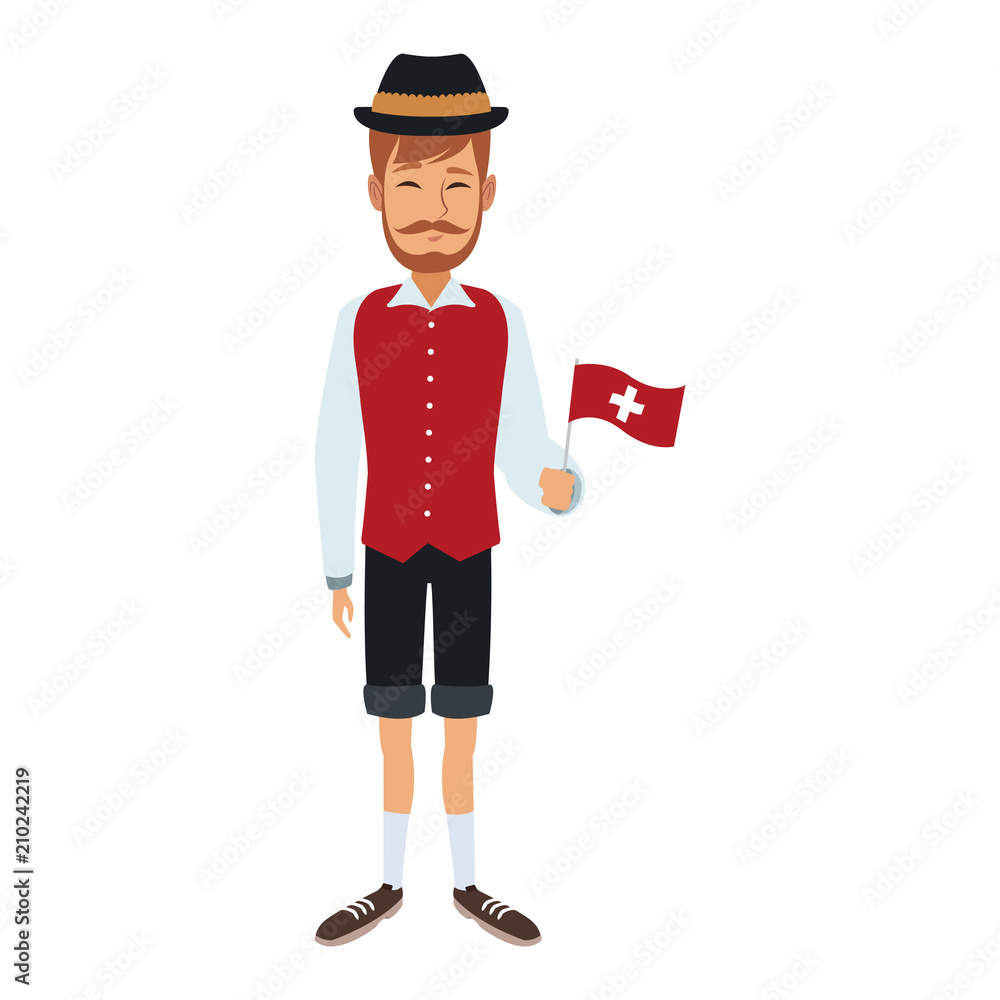 Swiss farmer man vector illustration graphic design