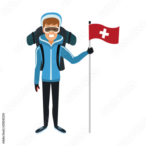 Alpinist man cartoon vector illustration graphic design