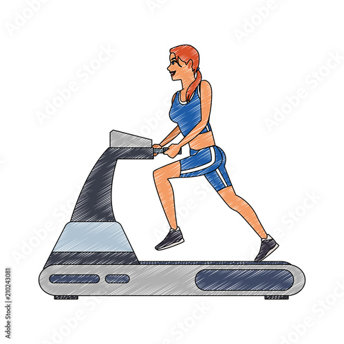 Fitness woman running on machine