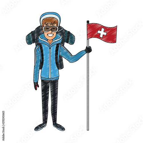 Alpinist man cartoon