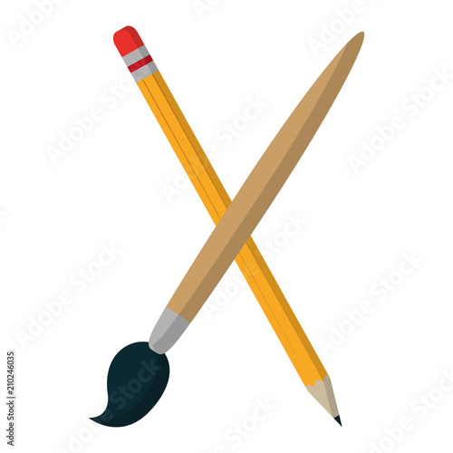 wood pencil and art paintbrush object