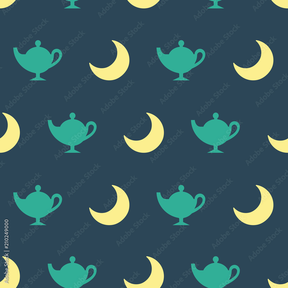 Pattern with lamp and month Pattern with lamp and month