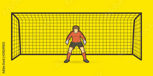 Goalkeeper standing action, Soccer player graphic vector.