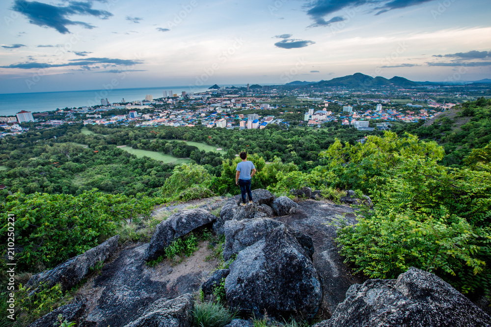 the tourist Take a photo and enjoy the beauty of the scenic spot (Khao Hin Lek Fai) is one of the beautiful tourist attractions in Hua Hin. Prachuap Khiri Khan, Thailand.