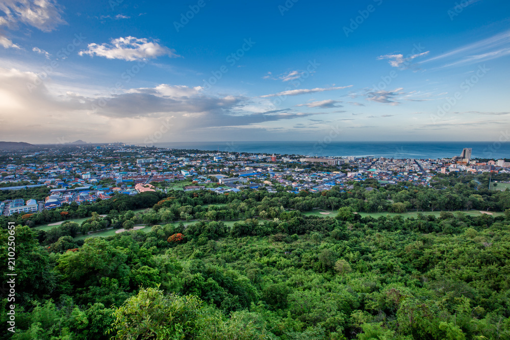 Khao Hin Lek Fai View Point, Features city views. Hua Hin, Natural Green Surrounding City It is a beautiful and famous tourist attraction in Hua Hin, Thailand.