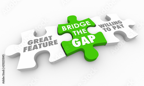 Bridge Gap Between Great Feature Willing Pay Puzzle 3d Render Illustration